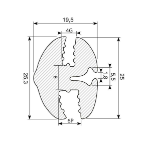 Rudegummi 4mm pl/6mm gl, brug 70.3223