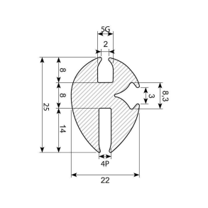 Rudegummi 4mm pl/5mm gl