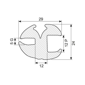 Rudegummi 12mm pl/5mm gl livml 8mm