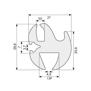 Rudegummi 14mm pl/5mm gl