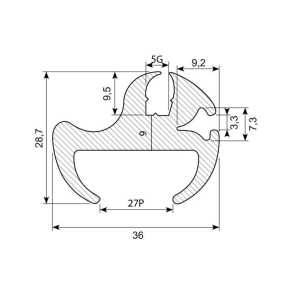 Rudegummi 27mm pl/5mm gl