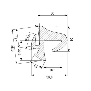 Rudegummi 19mm pl/5mm gl