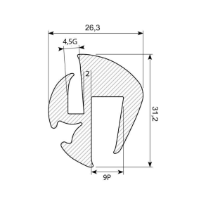 Rudegummi  9mm pl/5mm gl