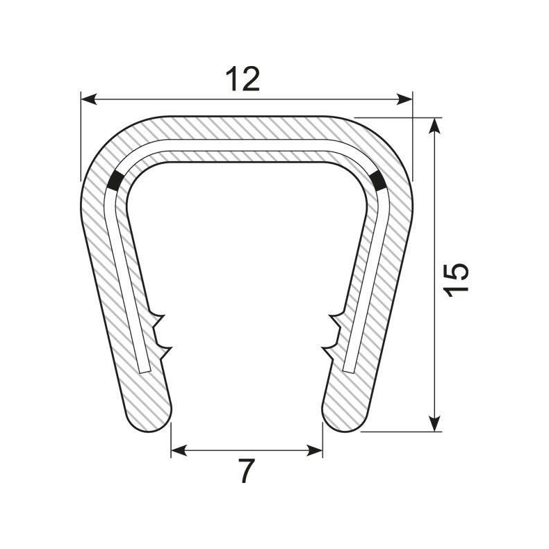 Kantliste sort 7-9mm h:14.5mm, brug 70.3313