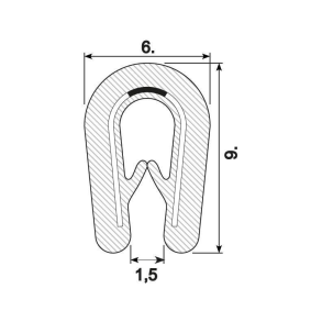 Kantliste Sort 1-2mm H: 9mm