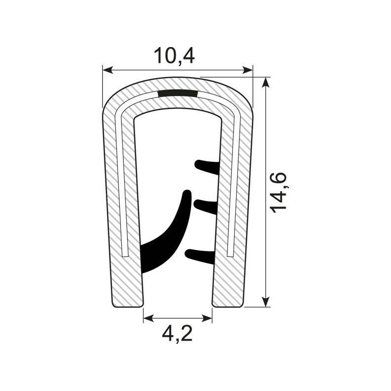 Kantliste sort  1-3.5mm h:15mm, brug 70.3308