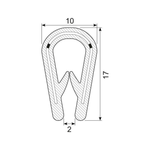 Kantliste sort 1-3mm  h:17,0mm, brug 70.3312