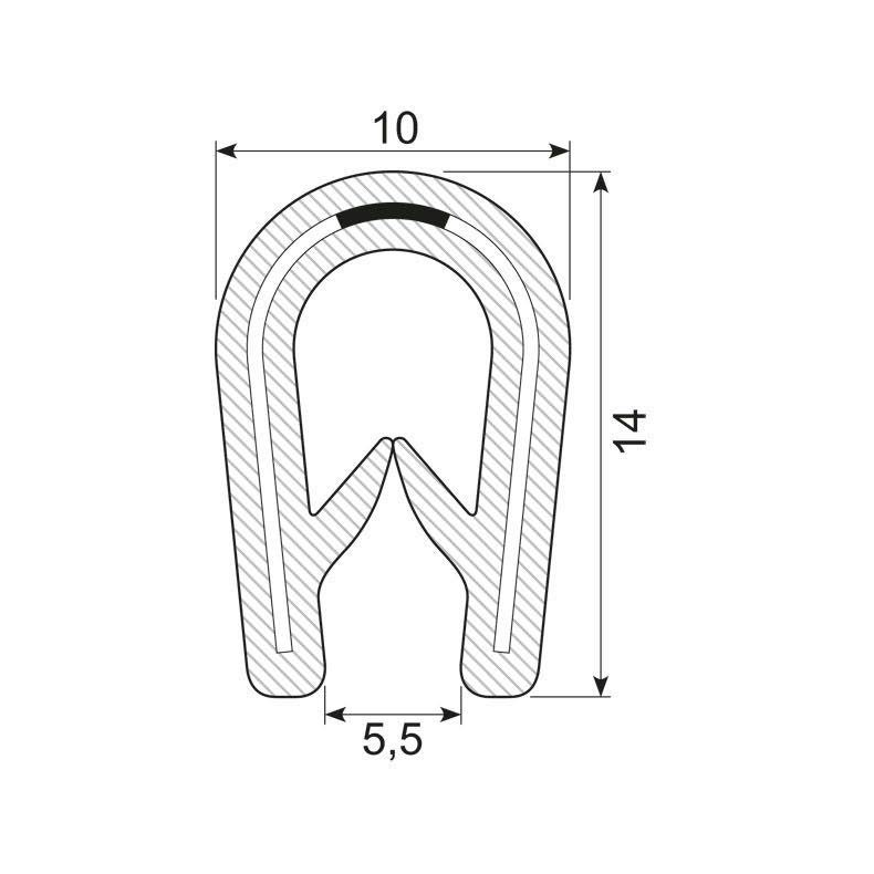 Kantliste Sort 1-3mm  H:14.8mm