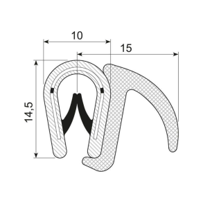 Kantliste m/lbe   sort  1-4mm, brug 70.3304