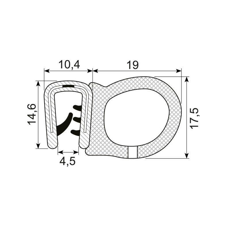 Kantliste m/slange sort  2-4mm, brug 70.3306