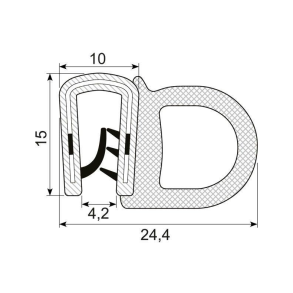 Kantliste m/slange sort  1-4mm