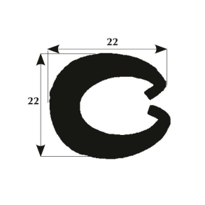 Fenderliste sort 22x22mm