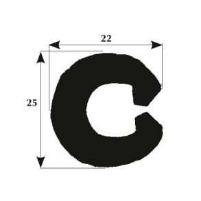 Fenderliste sort 25x22mm