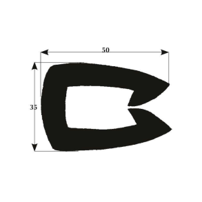 Fenderliste sort 35x50mm, 17mm