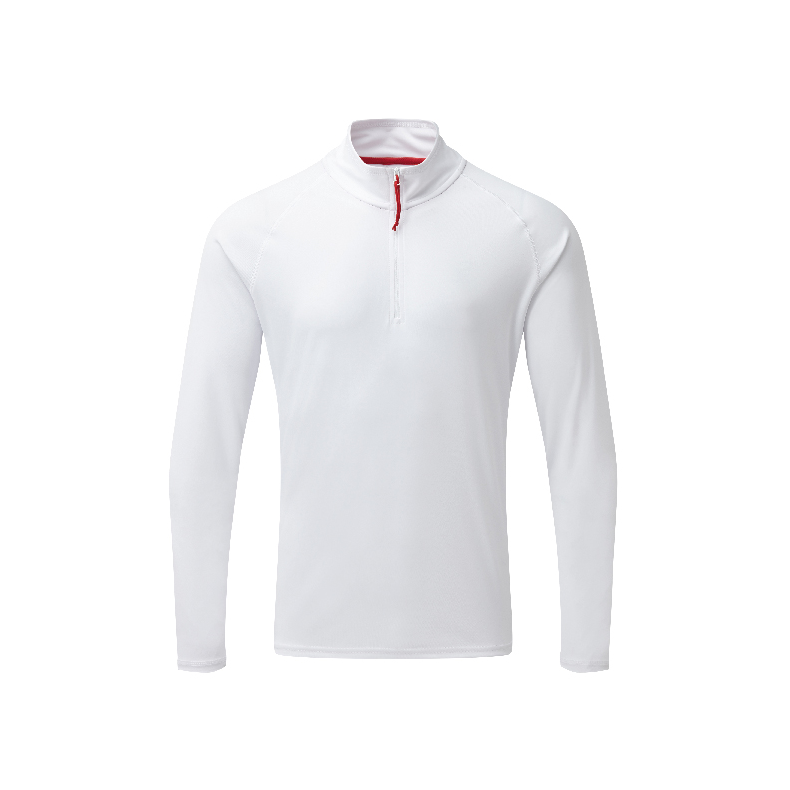 Gill UV009 Langrmet zip T-shirt men's UV50+ hvid