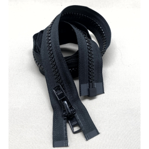 YKK Lynl�s 9mm delrin delbar 350cm - dobbelt skyder - sort