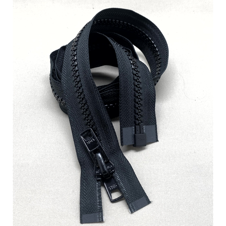 YKK Lynl�s 9mm delrin delbar 350cm - dobbelt skyder - sort