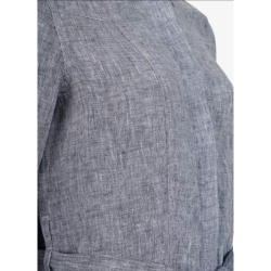 Pelle P Linen Flare, Lang Skjorte til Damer, Mrk Navy Melange, Str. Small