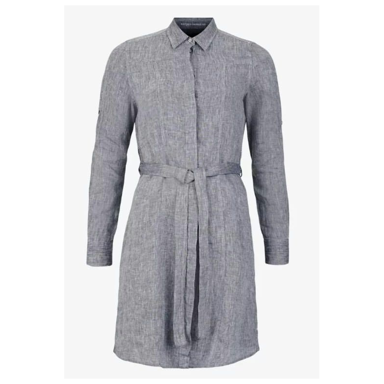 Pelle P Linen Flare, Lang Skjorte til Damer, Mørk Navy Melange, Str. Small Pelle P Linen Flare, Lang Skjorte til Damer, Mørk Navy Melange, Str. Large