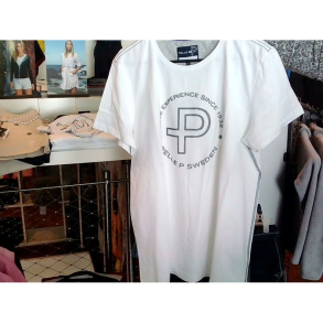T-Shirt Circle Print, White Str. X-Large - Pelle P