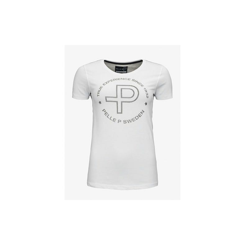 W T-Shirt Circle Print White Str. Large - Pelle P