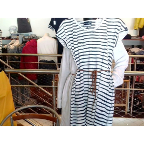 Pelle P W Hammersmith Flowy Dress Dk Navy Stripe   Str. L