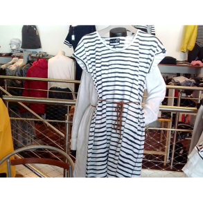 Pelle P W Hammersmith Flowy Dress Dk Navy Stripe   Str. Xl