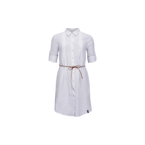 W Linen Pleat Shirt Dress White Str. Small - Pelle P