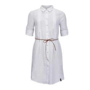 W Linen Pleat Shirt Dress White Str. Medium - Pelle P