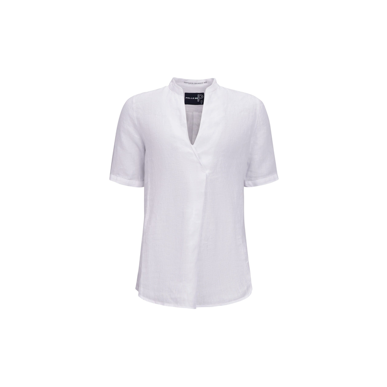W Linen Pleat Blouse White Str. X-Large - Pelle P