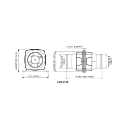 Motorrumsventilator In-Line 12v, 130cfm-220cmb