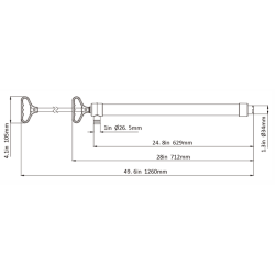 Stempell�nsepumpe 1260mm, 34mm Slangestuds