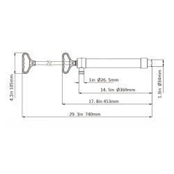 Stempell�nsepumpe 1260mm, 34mm Slangestuds