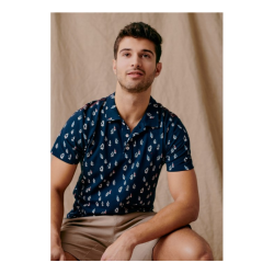 Redgreen Colton Skjorte m. Kort rme, Mrk Navy Mnstret, Str. XXX-Large