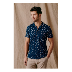 Redgreen Colton Skjorte m. Kort rme, Mrk Navy Mnstret, Str. XXX-Large