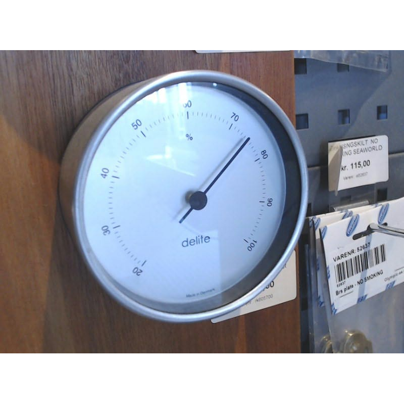 Hygrometer - Delite/Clausen  - børstet rustfri stål hus/satin skive