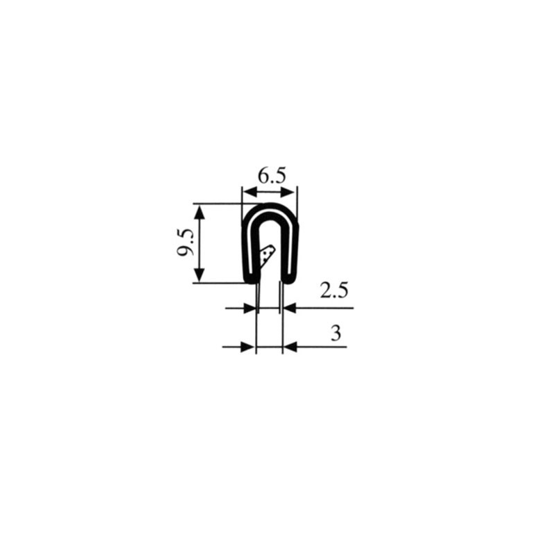 Kantliste klemprofil sort 1-3mm