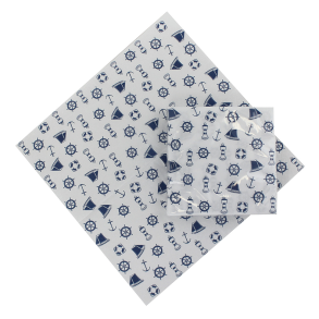 Servietter hvide med anker, rat og sejlskibe. 20 stk/pk