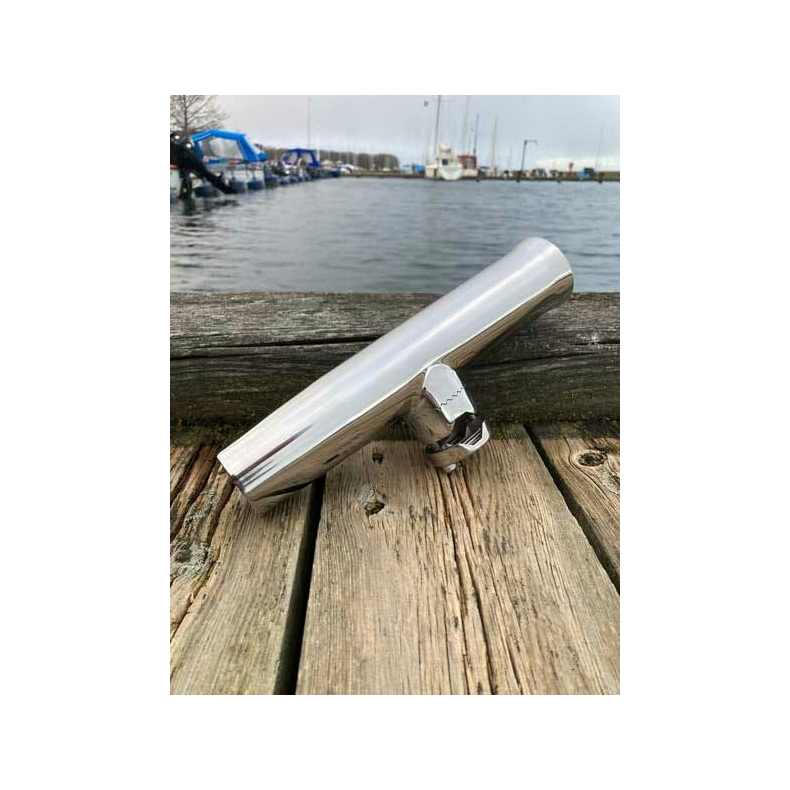 Fiskestangholder Clamp-On Justérbar - Rustfri 316 - L: 254 Mm - D: 41 Mm - Passer Til Søgelænder 22-25 Mm
