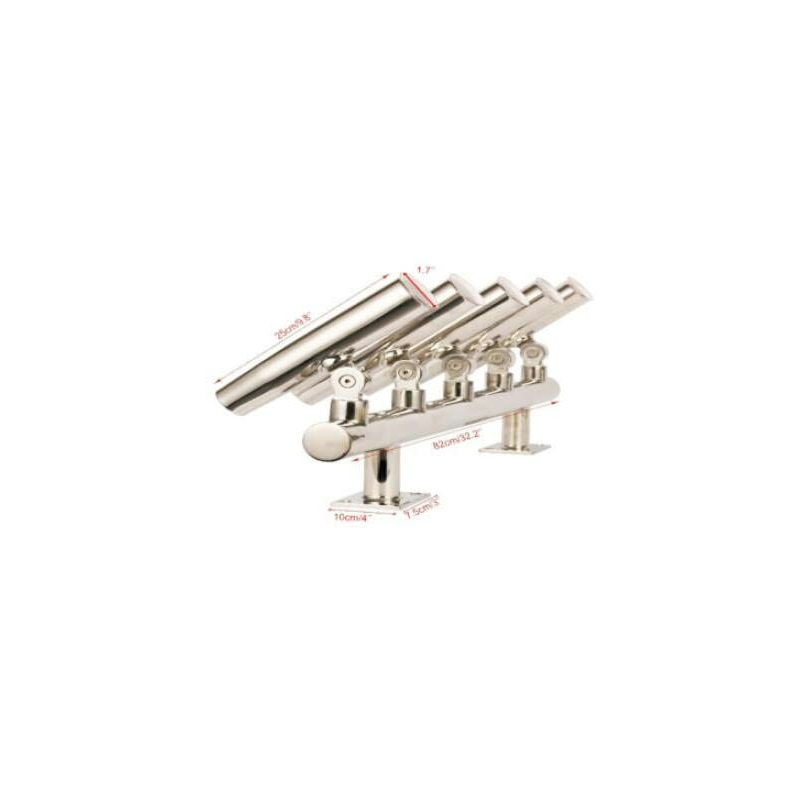 Fiskestangholder - Justrbar - Til 5 Stnger - Rustfri 316 - L: 254 Mm - D: 41 Mm