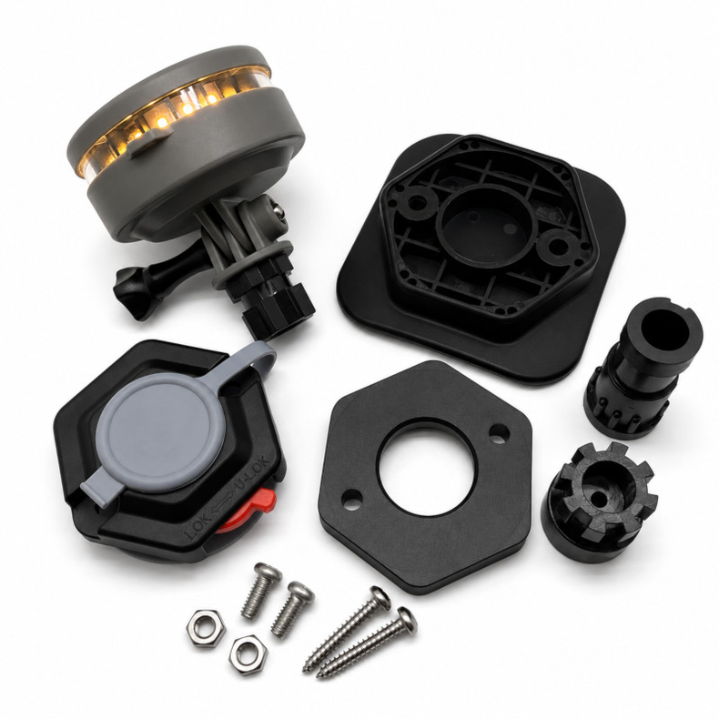 Batteridrevet navigationslys, Hvid, Vippefod