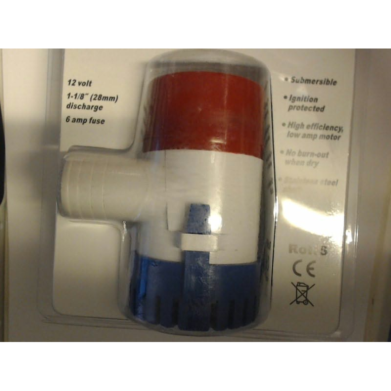 Lænsepumpe 1100gph Pumper 4.100 Liter I Timen.12v-3.0a, 19mm Slangestuds