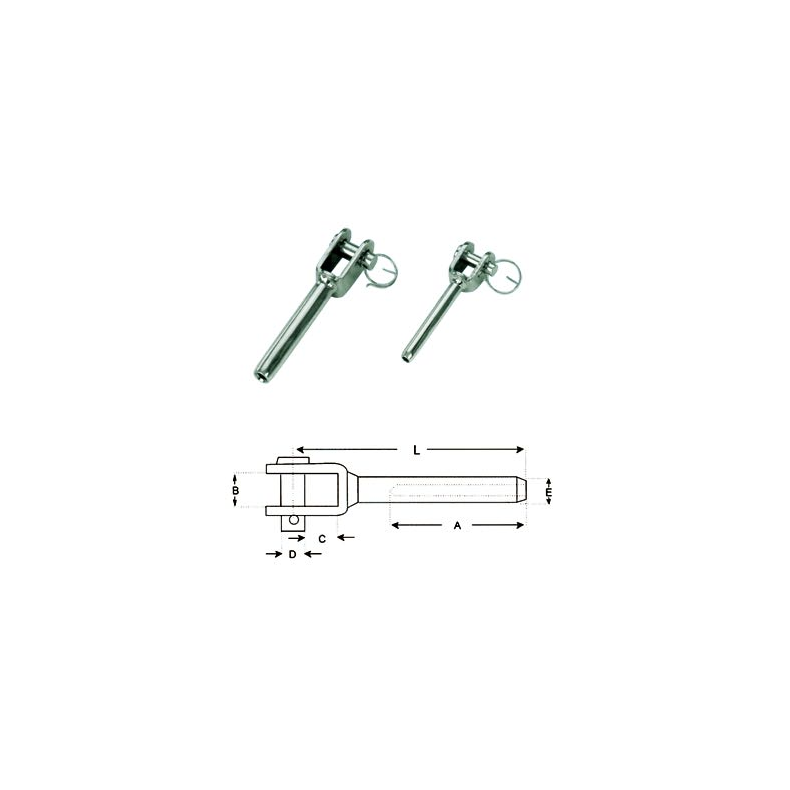 Gaffelterminal 6mm Rustfri