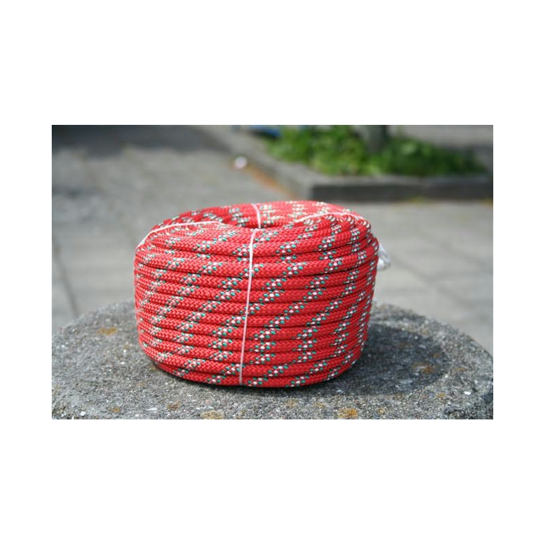 Faldline 10mm 30m rd, 32- flettet Polyester