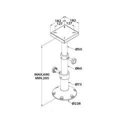 VETUS - Table pedestal 3- steps adjustable 290mm t/m 690mm