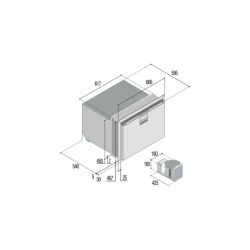 K�leskab samt fryser med skuffe udtr�k DRW70A 80L med extern kompressor