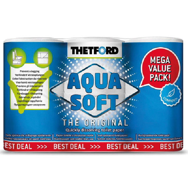 Toiletpapir aqua soft mega value pack med 6 ruller